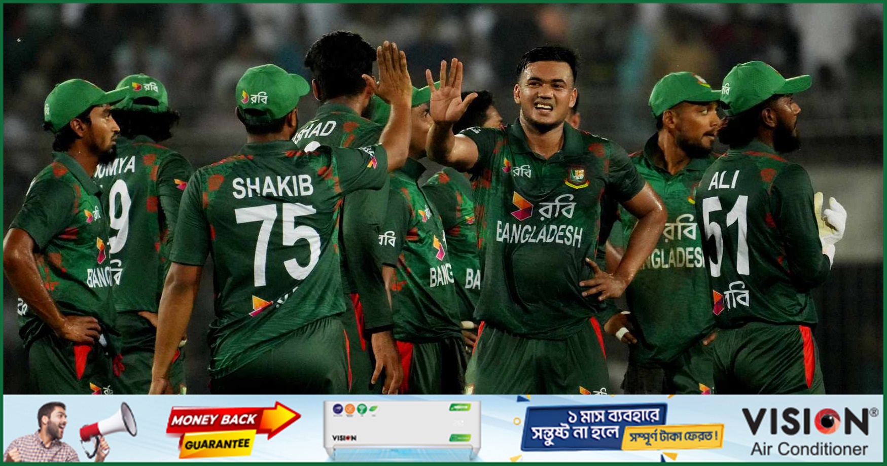 সাকিব-মুস্তাফিজদের দুর্দান্ত বোলিংয়ে টাইগারদের কষ্টার্জিত জয়